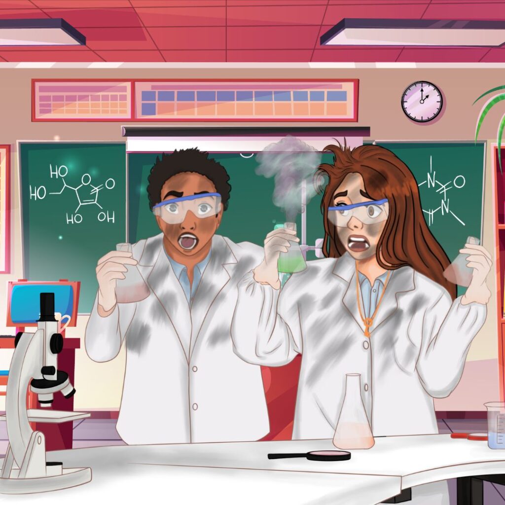 Aria & Liam in chemistry class